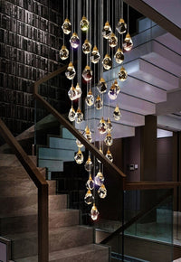 Thumbnail for Contemporary Faceted Foyer Crystal Chandelier