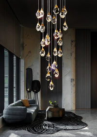 Thumbnail for Contemporary Faceted Foyer Crystal Chandelier