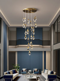 Thumbnail for Contemporary Faceted Foyer Crystal Chandelier