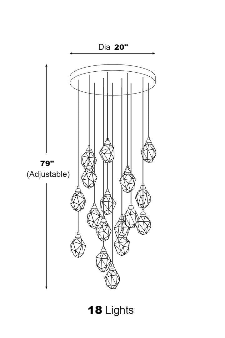Contemporary Faceted Foyer Crystal Chandelier