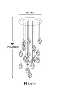 Thumbnail for Contemporary Faceted Foyer Crystal Chandelier