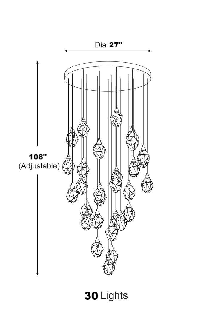 Contemporary Faceted Foyer Crystal Chandelier