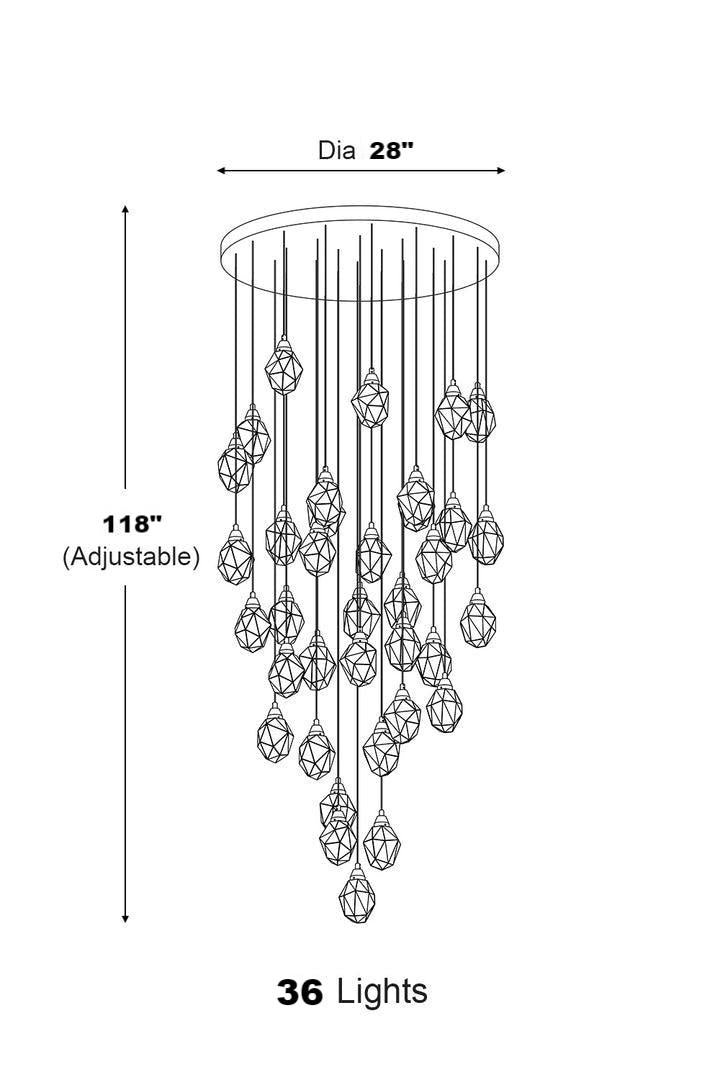 Contemporary Faceted Foyer Crystal Chandelier