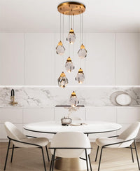 Thumbnail for Contemporary Faceted Foyer Crystal Chandelier