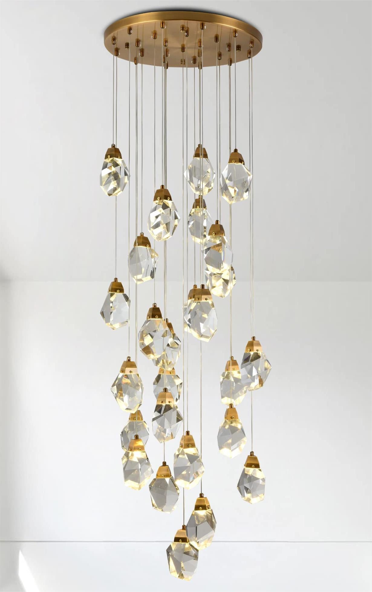 Contemporary Faceted Foyer Crystal Chandelier