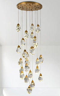 Thumbnail for Contemporary Faceted Foyer Crystal Chandelier