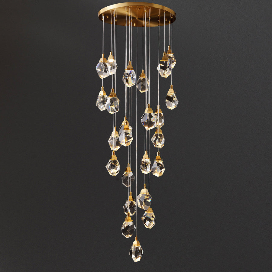 Contemporary Faceted Foyer Crystal Chandelier