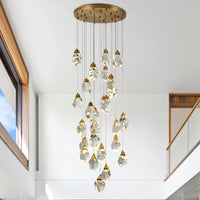 Thumbnail for Contemporary Faceted Foyer Crystal Chandelier