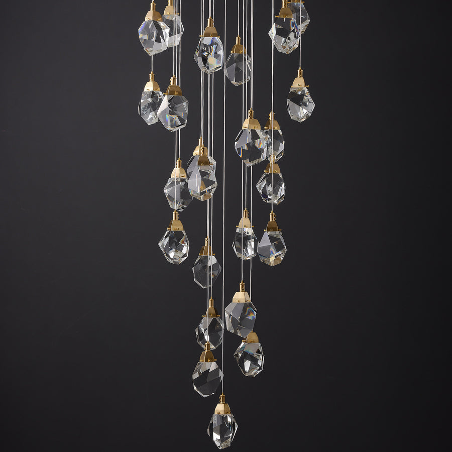 Contemporary Faceted Foyer Crystal Chandelier
