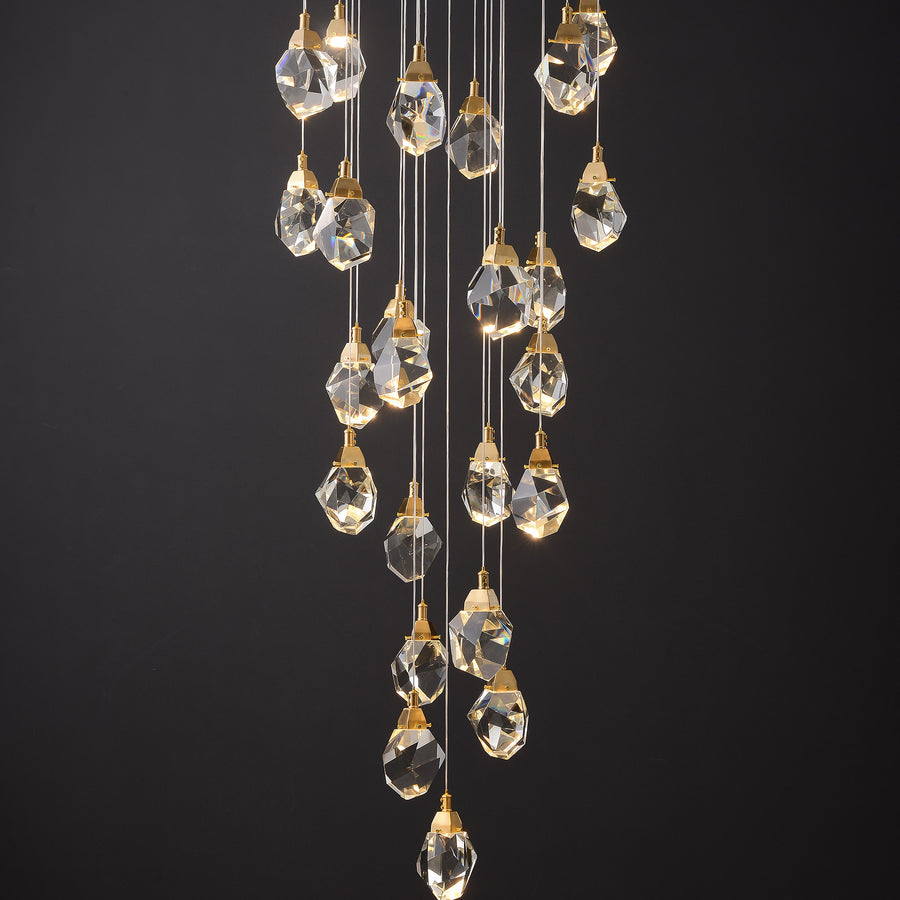 Contemporary Faceted Foyer Crystal Chandelier