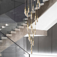 Thumbnail for Gold Powder Raindrop Crystal Staircase Chandelier