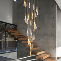 Thumbnail for Gold Powder Raindrop Crystal Staircase Chandelier