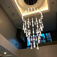 Thumbnail for Gold Powder Raindrop Crystal Staircase Chandelier