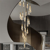 Thumbnail for Gold Powder Raindrop Crystal Staircase Chandelier