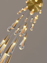 Thumbnail for Gold Powder Raindrop Crystal Staircase Chandelier