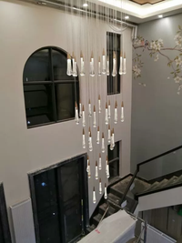 Thumbnail for Gold Powder Raindrop Crystal Staircase Chandelier
