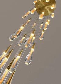 Thumbnail for Gold Powder Raindrop Crystal Staircase Chandelier