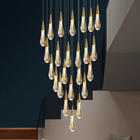 Thumbnail for Gold Powder Raindrop Crystal Staircase Chandelier