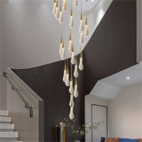 Thumbnail for Gold Powder Raindrop Crystal Staircase Chandelier