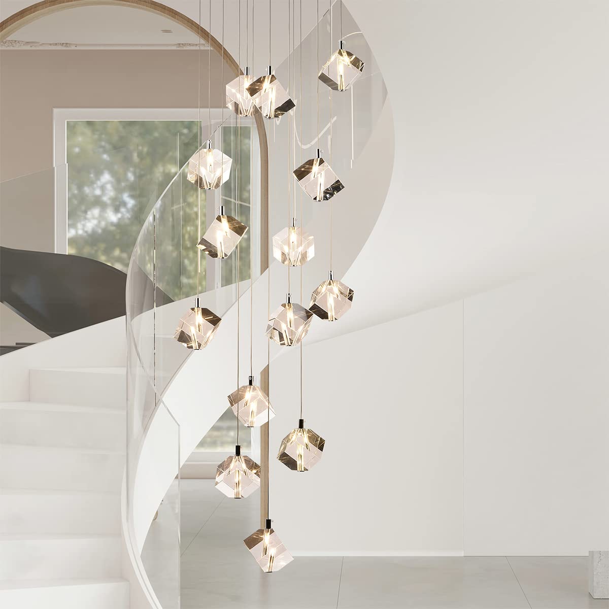 Nordic Luxury Cut Crystal Foyer Chandelier