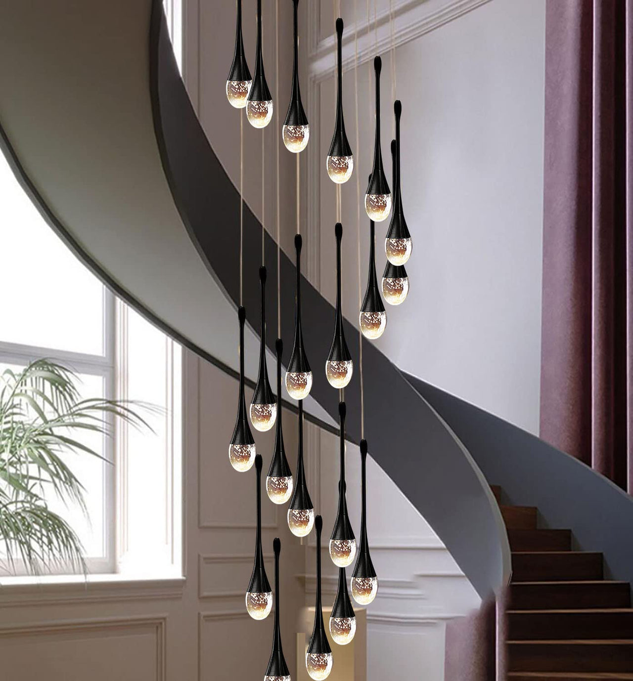 Bubble Ball Crystal Staircase Chandelier