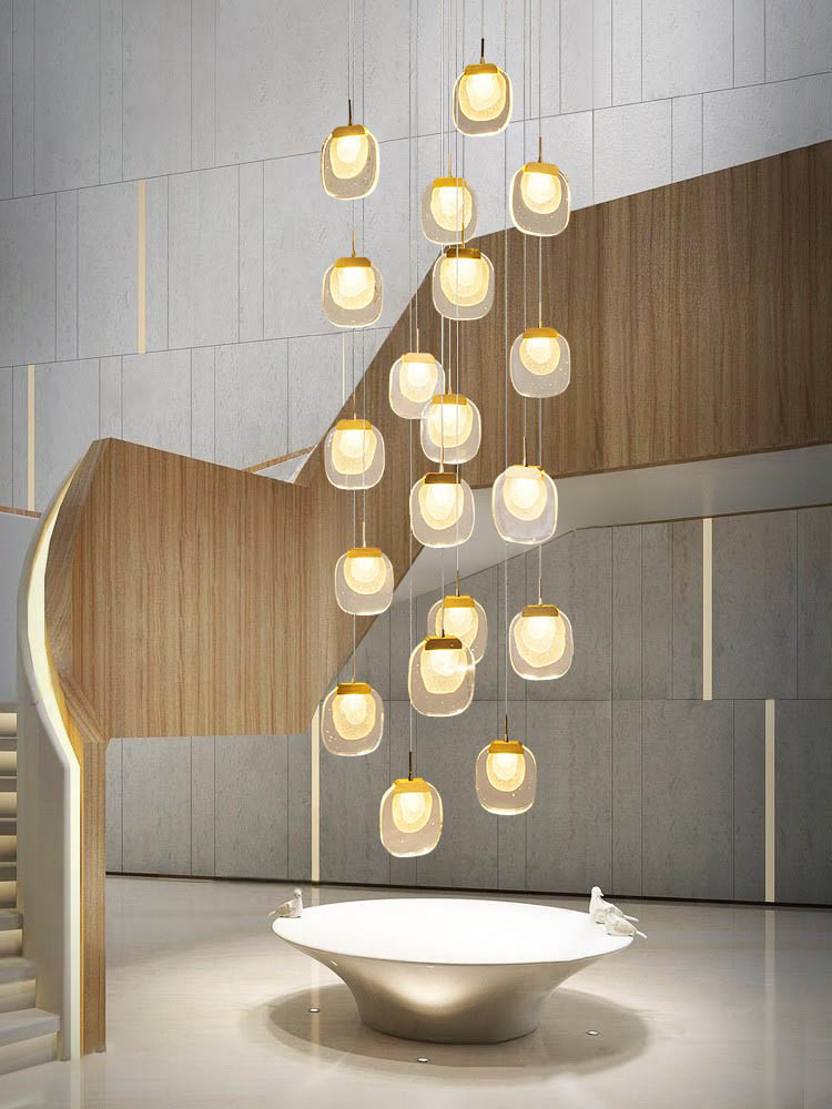 Luxury Geometric Crystal Staircase Chandelier