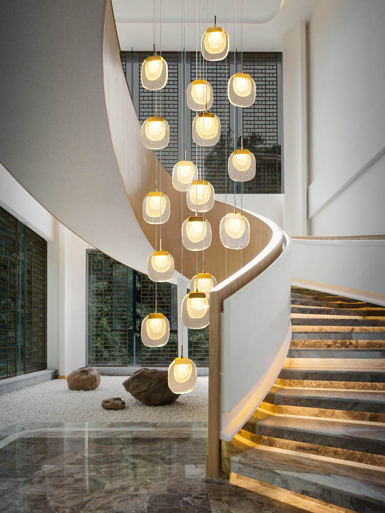 Luxury Geometric Crystal Staircase Chandelier