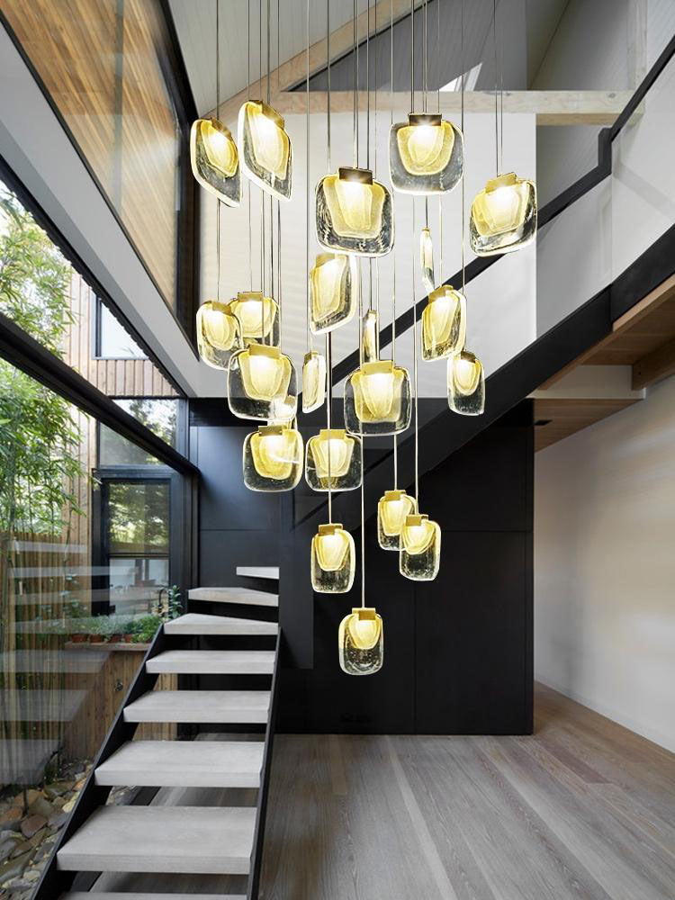 Luxury Geometric Crystal Staircase Chandelier