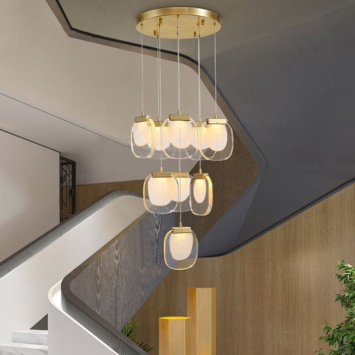 Luxury Geometric Crystal Staircase Chandelier