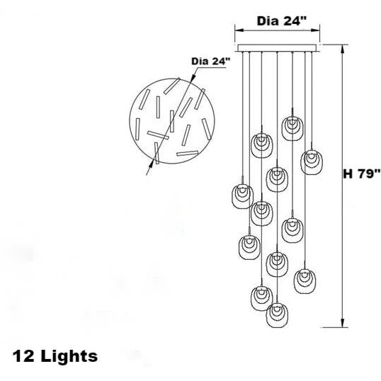 Luxury Geometric Crystal Staircase Chandelier