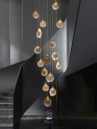Thumbnail for Modern Bubble Crystal Disc Staircase Chandelier