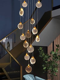 Thumbnail for Modern Bubble Crystal Disc Staircase Chandelier