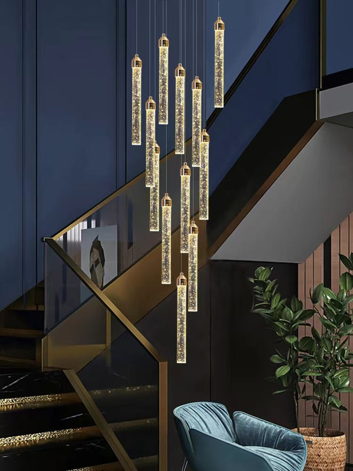 Staircase Strip Bubble Crystal Chandelier